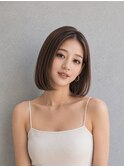 前髪なしボブ 内巻きボブ 縮毛矯正 ストレートヘア 大人ボブ