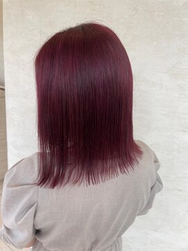 アース コアフュールボーテ 上越店(EARTH coiffure beaute) ピンクカラーダブルカラー外ハネボブ
