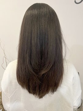 レポヘアー(Repos hair) グレーベージュカラーダークアッシュベージュくすみストレート