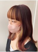 おしゃれでかわいい前髪インナーカラーミディアム