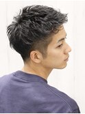 メンズショートパーマビジネスツーブロック髪質改善黒髪理容室