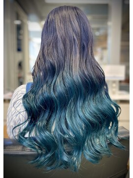 キャラ シャローネ 池袋(Chara Chalone) ターコイズブルーグレーアッシュ/グラデーションな個性派ちゃん