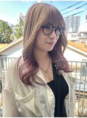 ブリーチインナーカラーラベンダーピンクミルクティーベージュ