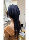 ロングウルフヘア/ブリーチありブルーカラー