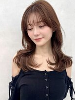 エジョン 三鷹店(Aejon)&nbsp;顔まわりレイヤーカット姫カットレイヤーアプリコットオレンジ