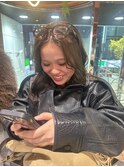 ブリーチなしダブルカラーで、オリーブカラー