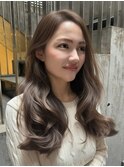 サイドバング透明感カラーレイヤーロングレイヤーカット