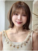 Say.切りっぱなしボブ外ハネボブ顔周りカットウォームベージュ