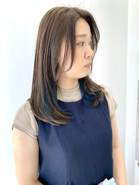 フォーク FOLK 【FOLK】透明感インナーブルー☆似合わせ内巻きセミロング♪