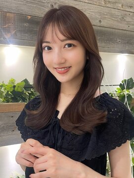 フォンズ(FONS) 愛されくびれミディアム薄め前髪カット暖色ピンクブラウン