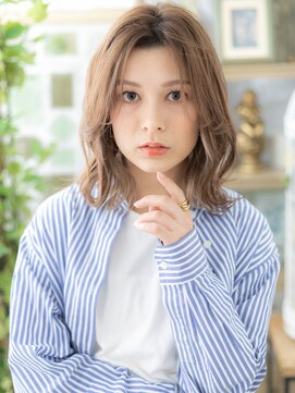 カバーヘア イヴ 戸頭店(COVER HAIR EVE) 外国人風インナーカラーかきあげ前髪ロブヘアc5戸頭20代30代40代