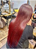 レッドカラー/艶髪/ストレートロング