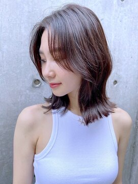 レーヴバイロンド 仙台(Reve by Lond) レイヤーカットミディアムヘアフェイスフレーミング暗めカラー