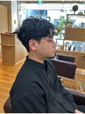 大人ショートメンズパーマセンターパート