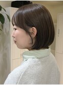 ナチュラルボブ/30代/オリーブベージュ/顔まわりカット