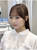 32. ぱっつん前髪/艶ブラウンカラー/デザインカラー