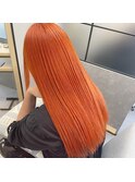 ストレートロングビビットオレンジ系ハイトーンブロンドmaaya