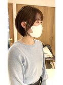 *滝田*小顔丸みショートボブカットアッシュベージュ20代30代40代
