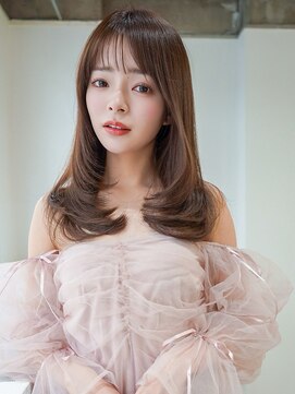 アンジェリカラボ(ANGELICA LABO) ANGELICA くすみベージュ レイヤーカット シースルーバング