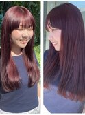 暗髪。チェリーレッドヘアカラー