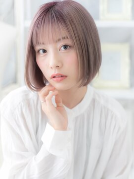 モッズヘア 越谷(mod's hair) 小顔ミルクティーピンク切りっぱなしボブディA2越谷10代20代30代