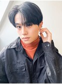 ショートセンターパートツーブロック刈り上げメンズカット