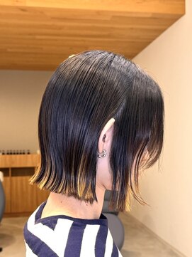 ブラウン(Brown) ミルクティーブロンド/ダークブルー/デジタルパーマ/藤沢美容院