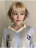 ブロンドとブラウンのデザインカラー（ブリーチ２回）