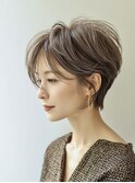 ミセスショートボブ白髪ぼかし脱白髪染め40代50代60代♪