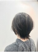 ネイビーカラー/ウルフショート/抜け感/小顔/ショート/30代40代