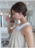 20代30代大人かわいい/グレージュカラー/ショートボブ/小顔/前髪