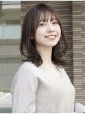 20代30代40代大人のふんわりくびれ外ハネミディ×前髪あり