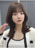 くびれヘア/ぱっつん前髪/顔周りカット/艶カラー