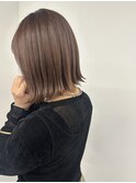 ミニボブ/切りっぱなし/簡単仕上げ/ベージュカラー/白髪ぼかし