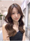 レイヤーカット/ワンホンヘア/マロンベージュ/顔周り/前髪