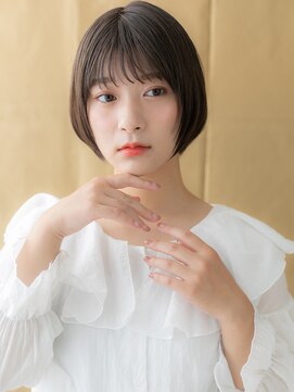 カバーヘア イヴ 戸頭店(COVER HAIR EVE) チャコールグレー前下がり小顔丸みショートボブ311W戸頭20代30代