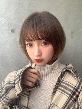 ブリーチなし/髪質改善/大人ガーリー/ダークアッシュ/ボブ/仙台