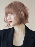 渋谷ミルクティーベージュ暗めミルクブラウンレイヤーボブカット