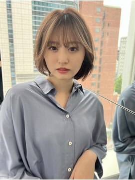 ジエクト カナウ(The Ect canow) 韓国風ボブ20代大人ガーリー小顔カット小顔ヘアグレーベージュ