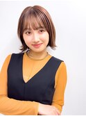 【長谷川】大人ガーリーピンクベージュくびれボブ