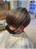韓国マッシュミルクティーベージュブリーチ金髪グレージュ