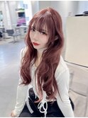 ブリーチなしダブルカラー　ピンクブラウン