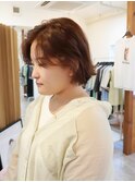 切りっぱなしボブ/ミニボブ/丸くないボブ/ヘーゼルベージュ