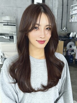 エインアンリー 明治神宮前(AIN.ANLY.) デジタルパーマくびれカットコテ巻き風パーマ暗めカラー韓国美髪