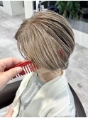 くびれショートボブ40代50代グレイカラー白髪染め白髪ぼかし