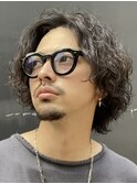 センターパートニュアンスパーマワンカールパーマ韓国コンマヘア