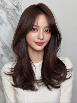 モモ(momo) ロング韓国ヘア顔周りレイヤー大人ガーリー _m0003