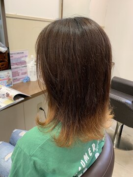 コアフィールフィス(COIFFURE fils) 《見附　今町》毛先デザインカラー　外はねセミロング