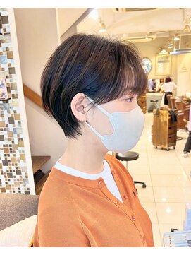 ネオリーブアイム 横浜西口店(Neolive aim) マッシュバング　耳掛けコンパクトショート　アッシュブラウン