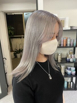 ペレ 渋谷(PELE) kya111斜めバング/グレージュカラー/デザインカラー/渋谷/渋谷駅